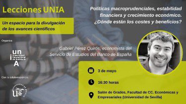 Manuj_Hidalgo's tweet photo. El próximo 3 de mayo a las 16:30h en la Facultad de Económicas de la @unisevilla tendremos la conferencia de Gabriel Pérez Quirós. Esta será la cuarta conferencia en el marco #LeccionesUnia de la @UNIAuniversidad.

Aquí el enlace de la inscripción 👇🏻
https://t.co/vZSdj7IHOo https://t.co/81dPwn1byC