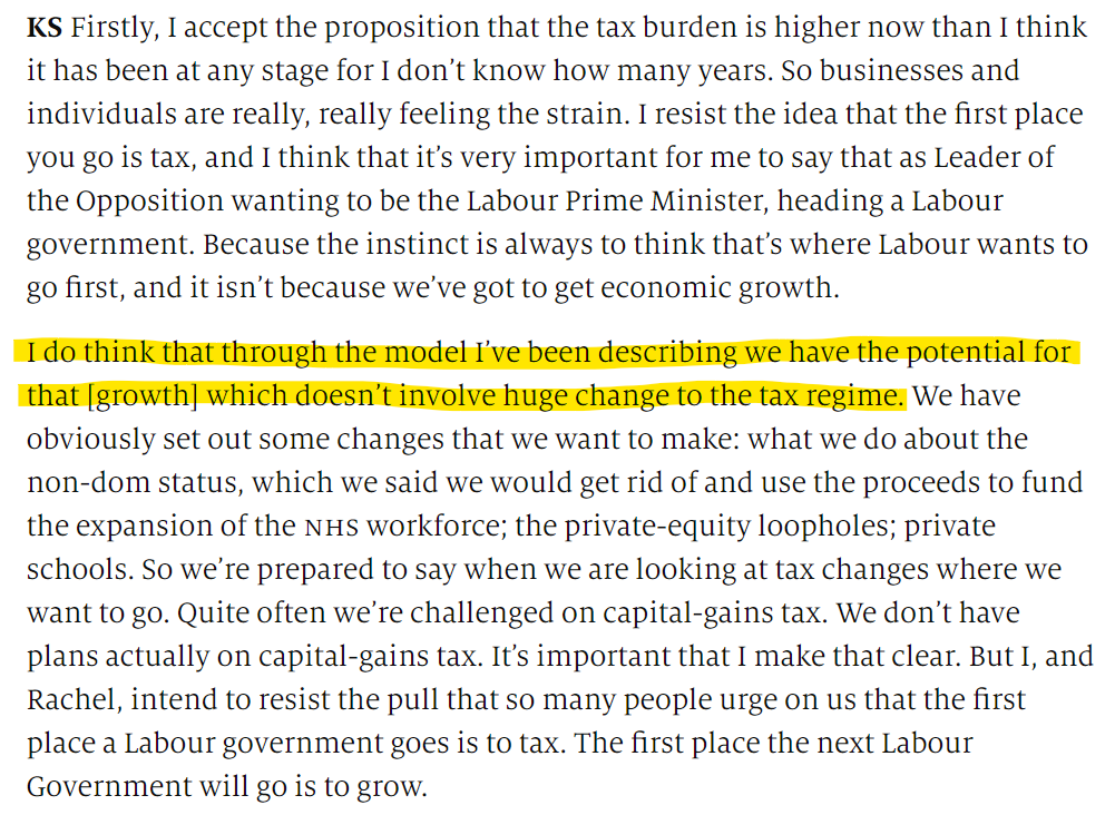 Being serious about growth is not really compatible with idea that our tax system is basically fine as it is... I'm worried if Labour actually thinks this. Whatever your view on levels of taxation, current structure is a mess and clearly a big drag on economy.