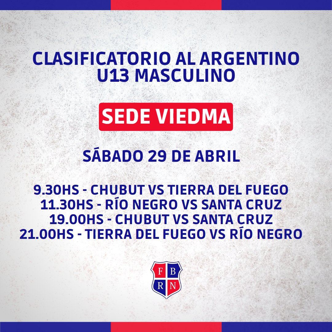 BasquetRioNegro's tweet photo. 🏀 Este fin de semana somos sede del Torneo Clasificatorio al Argentino U13 Masculino en Viedma. Todos los duelos se disputarán en el Cayetano Arias. ¡Te esperamos en la cancha!

⏯️ Transmite @basquetpasstv 

🔵🔴 https://t.co/69vHqxX239