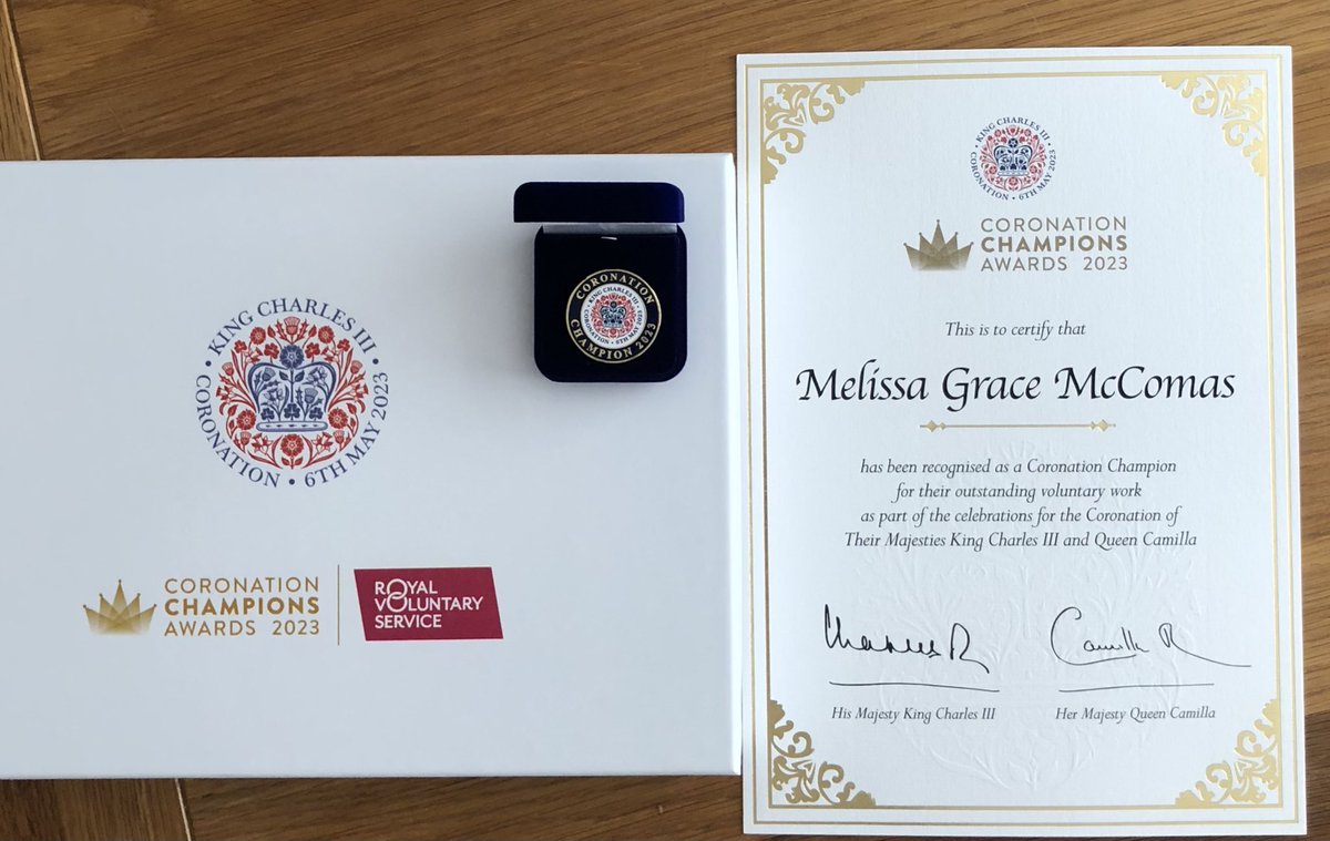 I’m so proud to be officially crowned a Coronation Champion!
It’s such an honour I have an official Coronation Champions pin badge, & signed certificate from Their Majesties, and an invite to the Windsor Castle Coronation Concert 
#CoronationChampionsAwards #AngelmanSyndrome