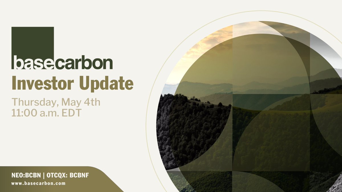Registration is Open! 💻 

Shareholders and prospective investors are invited to join us on Thursday, May 4th at 11:00a EDT for an Investor Update Presentation and Q&amp;A session with the Base Carbon management team.   

Register Now at🔗⬇️

us06web.zoom.us/webinar/regist…
