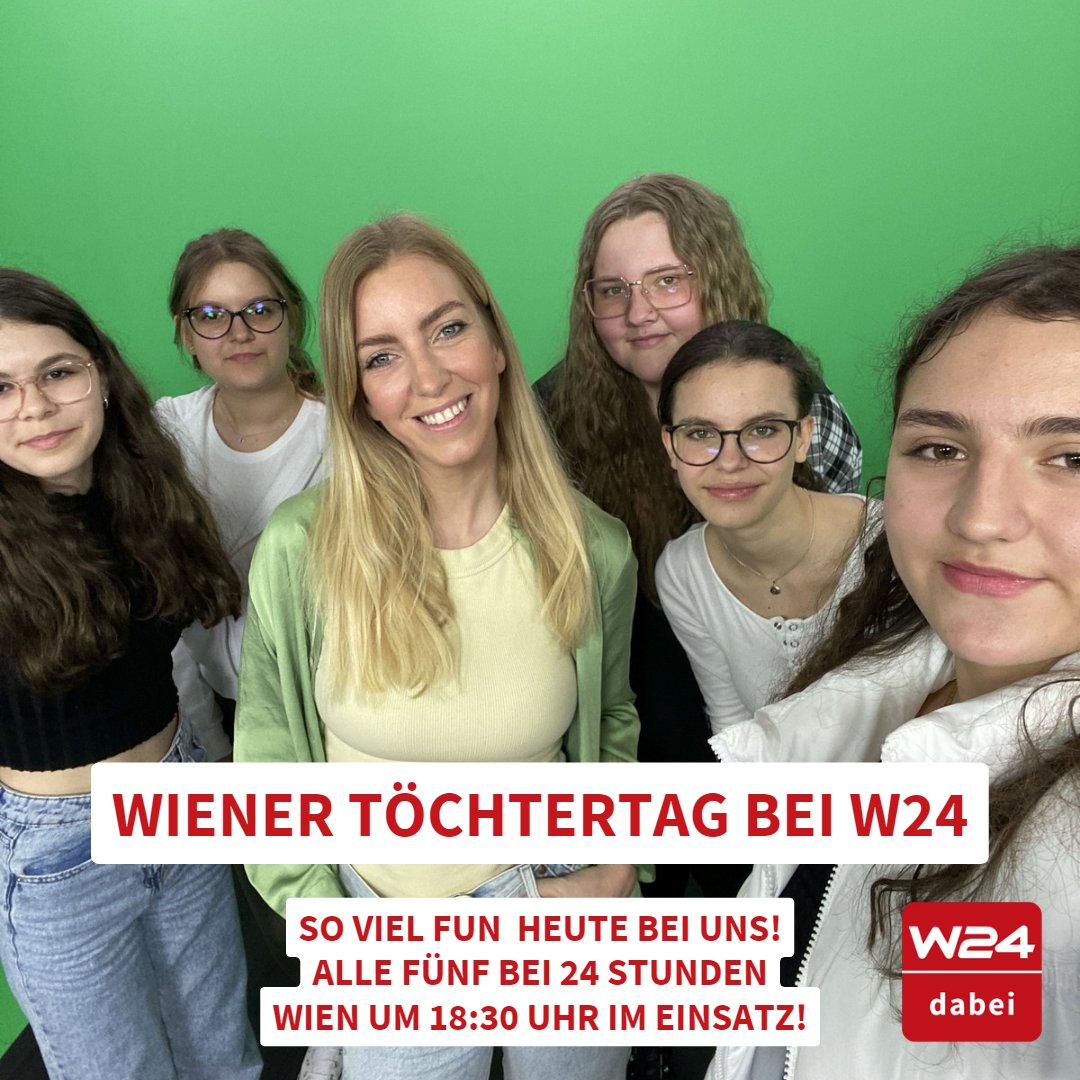 Roxana, Ema, Vanessa; Origita und Finja heute beim Wiener #Töchtertag bei <a href="/Wien24/">W24</a>! Gemeinsam mit Alessa Däger und <a href="/JulianeAhrer/">Juliane Ahrer</a> gibt es heute um 18:30 Uhr ein 24StundenWien - Moderations-Takeover! Einschalten!