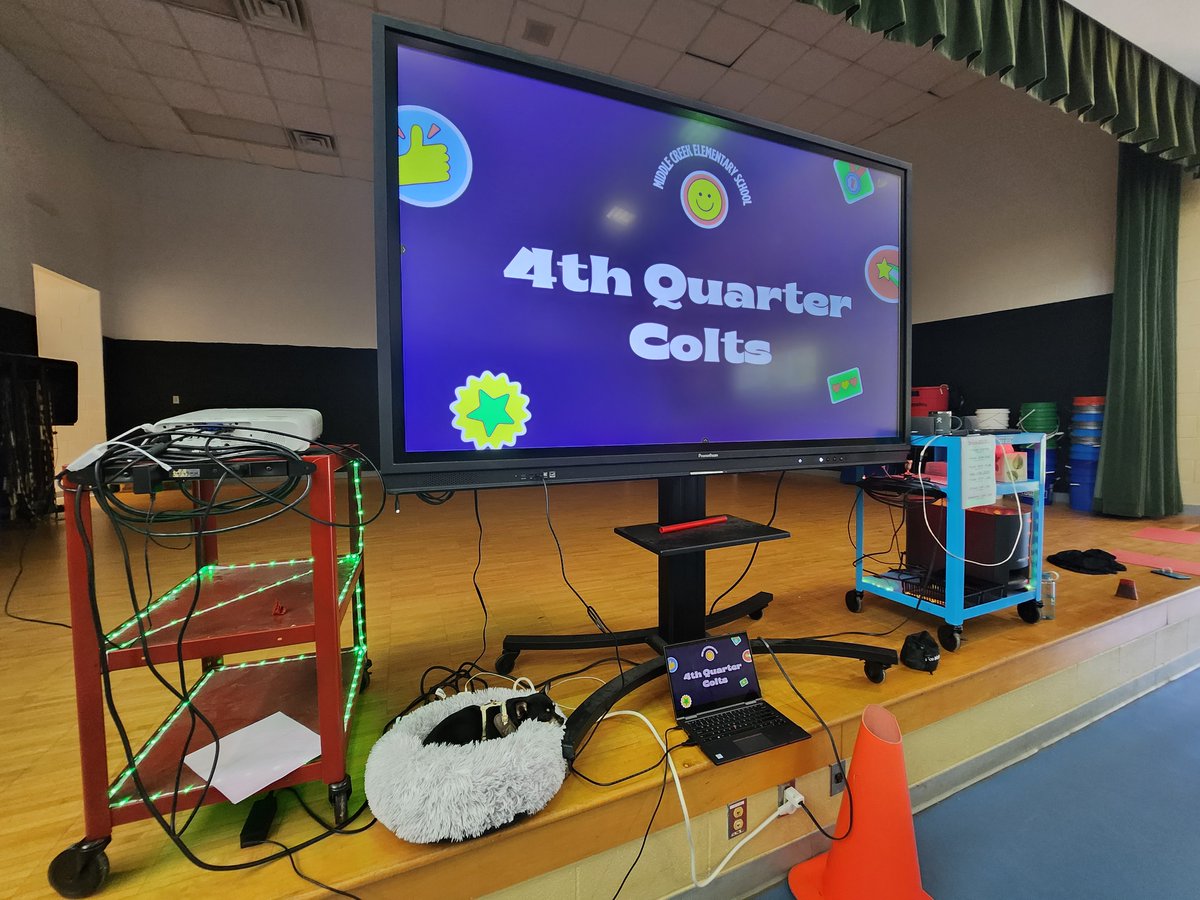 SledgeCounselor's tweet photo. We had an exciting week at @MiddleCreekES  so far! For starters, we kicked off our track in on Monday with a @PBISWorld assembly for each grade level to help boost our QT 4! So far I already have had 4 students turn in Colts Cash individual rewards and I have 3 groups too! <3 https://t.co/8LcxqC0m13