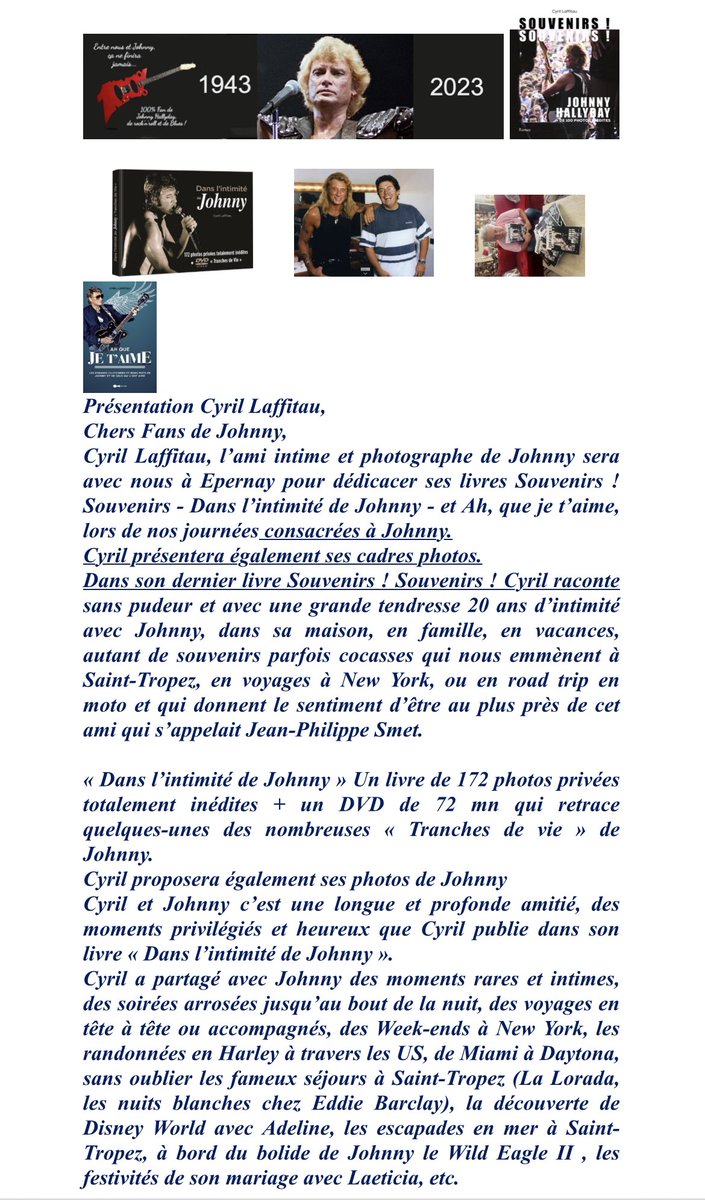 Hommage à Johnny Hallyday 13 et 14 mai 2023 Palais des fêtes d’Epernay 51200 #johnnysymphoniquetour #johnny #johnnyhalliday #johnnyhalliday #halliday #laeticiahally#annees80 #livre #livres