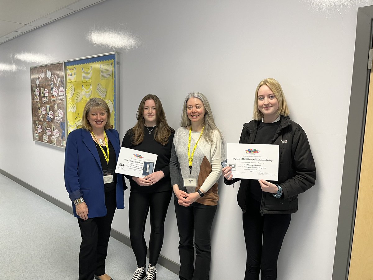 We are delighted that Beth and Stephanie won 3rd prize in the Strathclyde University Marketing Department Competition for schools for their poster highlighting the work undertaken to support local charities. Well done 👏🏼 <a href="/MarketingStrath/">SBS Marketing Department</a> <a href="/Dumbarton_Acad/">Dumbarton Academy</a> #StrivingforExcellence