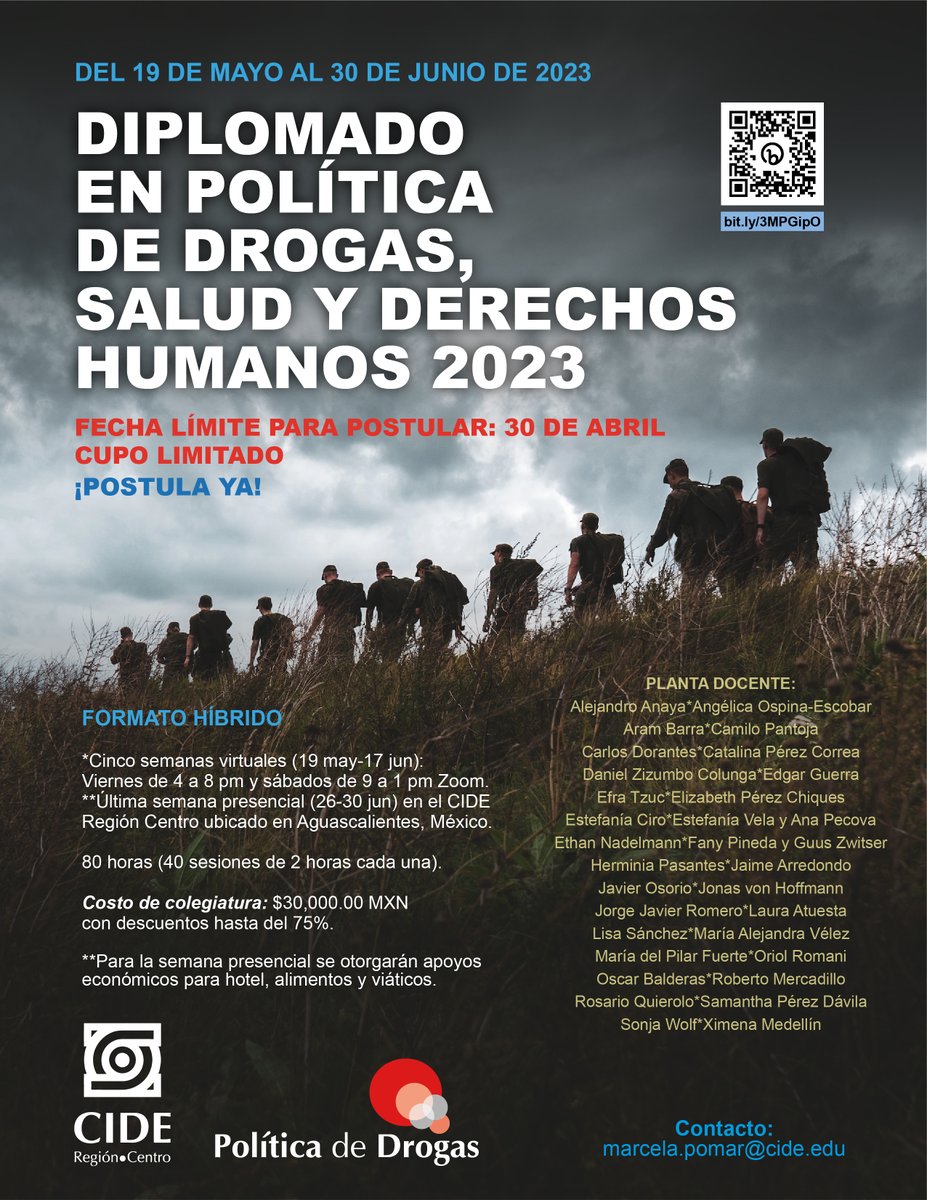 ✅¿Eres profesionista, activista o estudiante de posgrado interesado en obtener un panorama analítico amplio sobre las políticas de drogas en México y el mundo? 
⚠️Postula: DIPLOMADO EN POLÍTICA DE DROGAS, SALUD Y DERECHOS HUMANOS 2023 
▶️ Límite: 30 abril
politicadedrogas.org/site/docencia/…