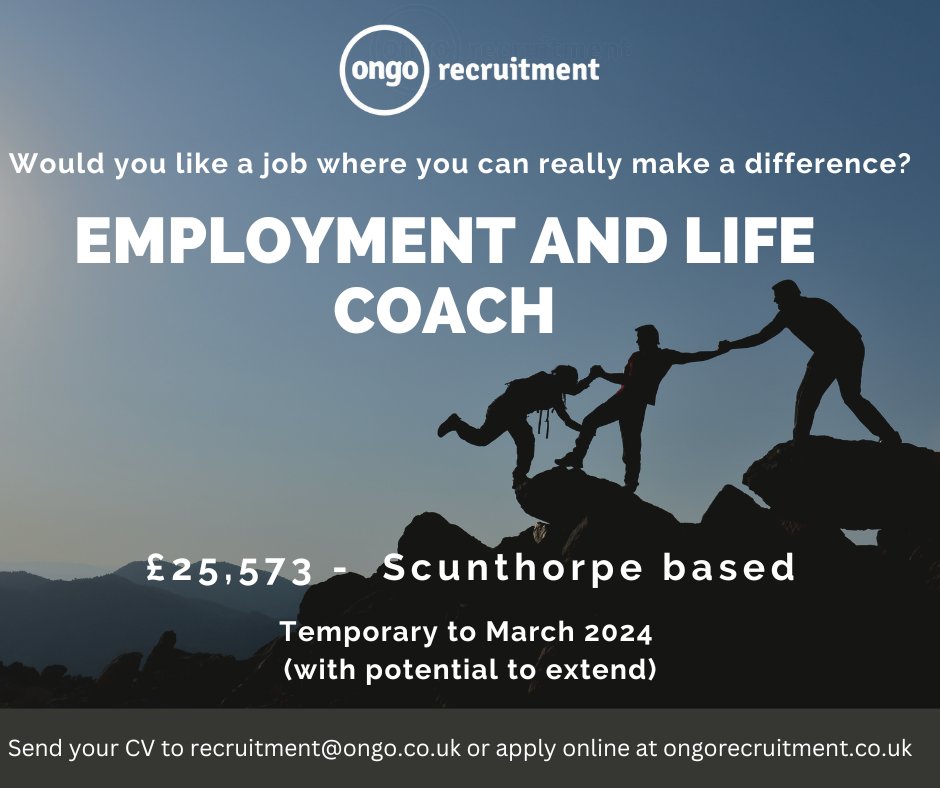 Can you make a real difference to people's wellbeing?  Offering coaching and support for individuals from the local community to help improve their lives, and focusing on Ongo tenants and their families.

For more information or to apply click here ongorecruitment.co.uk/looking-for-a-…