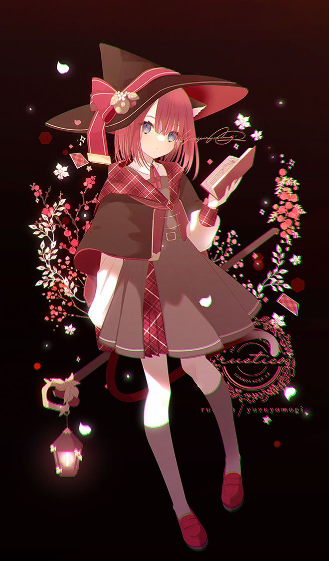1girl solo animal ears hat tail witch hat socks  illustration images