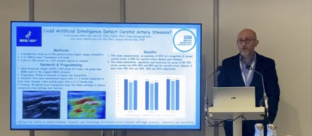 “Could AI detect carotid artery disease?” Thanks to the committie for  the oppurtunity to present our collaborative work <a href="/CXSymposium/">CX Symposium</a> <a href="/VascularNews/">Vascular News</a> <a href="/NN_publishing/">NeuroNews</a> <a href="/aru_fse/">ARU Science & Engineering</a> <a href="/AngliaRuskin/">ARU</a> 
Team work always pay off. Thanks to Prof Shirvani, Vahaj Mohaghegh <a href="/alan_askari/">Alan Askari</a>