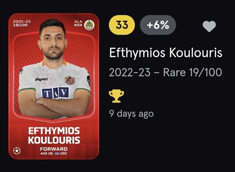 2 ans sur Sorare,  4 mois avec ma super chérie 🙂

#giveaway pour notre belle commu 🔥
Ma reward Koulouris à gagner.

➡️ Follow <a href="/PapySorare/">PapySorare</a> 
➡️ Like ❤️ et RT 🔄

TAS : 01/05/23
Good luck à tous 🍀