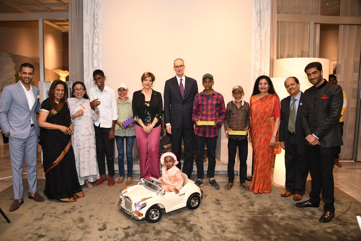 Wishes of children granted as part of World Wish Day celebrations by Dr. <a href="/RalfHeckner/">Ralf Heckner</a>, Ambassador of Switzerland, his wife Ilaria, and respected dignitaries <a href="/KiranNadar/">KIRAN NADAR</a>, <a href="/lakshmipuri/">Lakshmi Puri</a>, <a href="/sureshprabhuji/">Suresh Prabhu</a> #makeawish #kirannadar #lakshmipuri #sureshprabhu #worldwishday