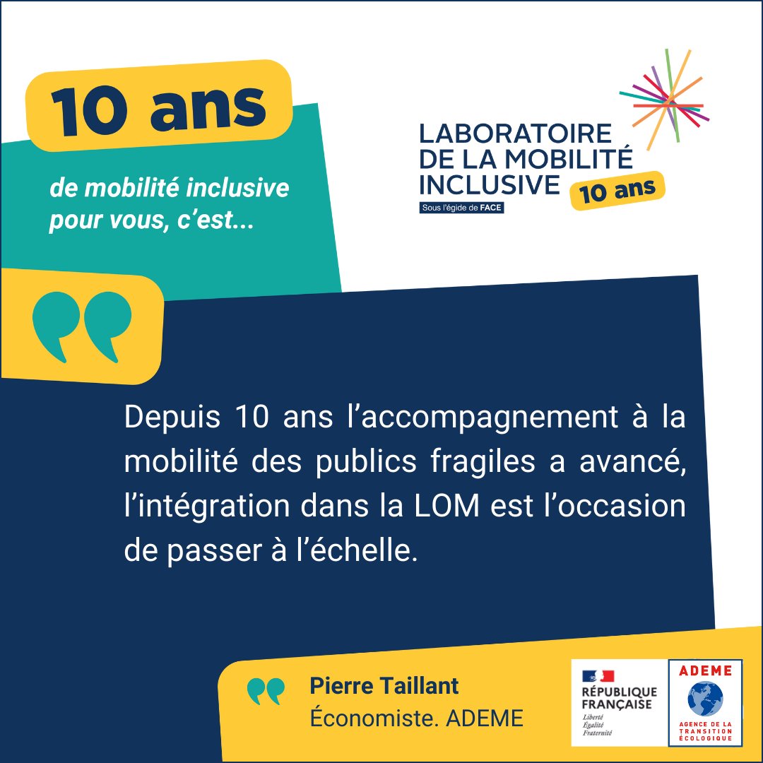 🎉[𝟭𝟬 𝗮𝗻𝘀 𝗱𝘂 𝗟𝗠𝗜 ]
💡 Les membres du LMI mettent en lumière, en quelques mots, ce que signifie pour eux 10 ans de mobilité inclusive. 
🎙Aujourd’hui, retrouvez le témoignage de Pierre Taillant de l'<a href="/ademe/">ADEME</a> 
#10ansduLMI