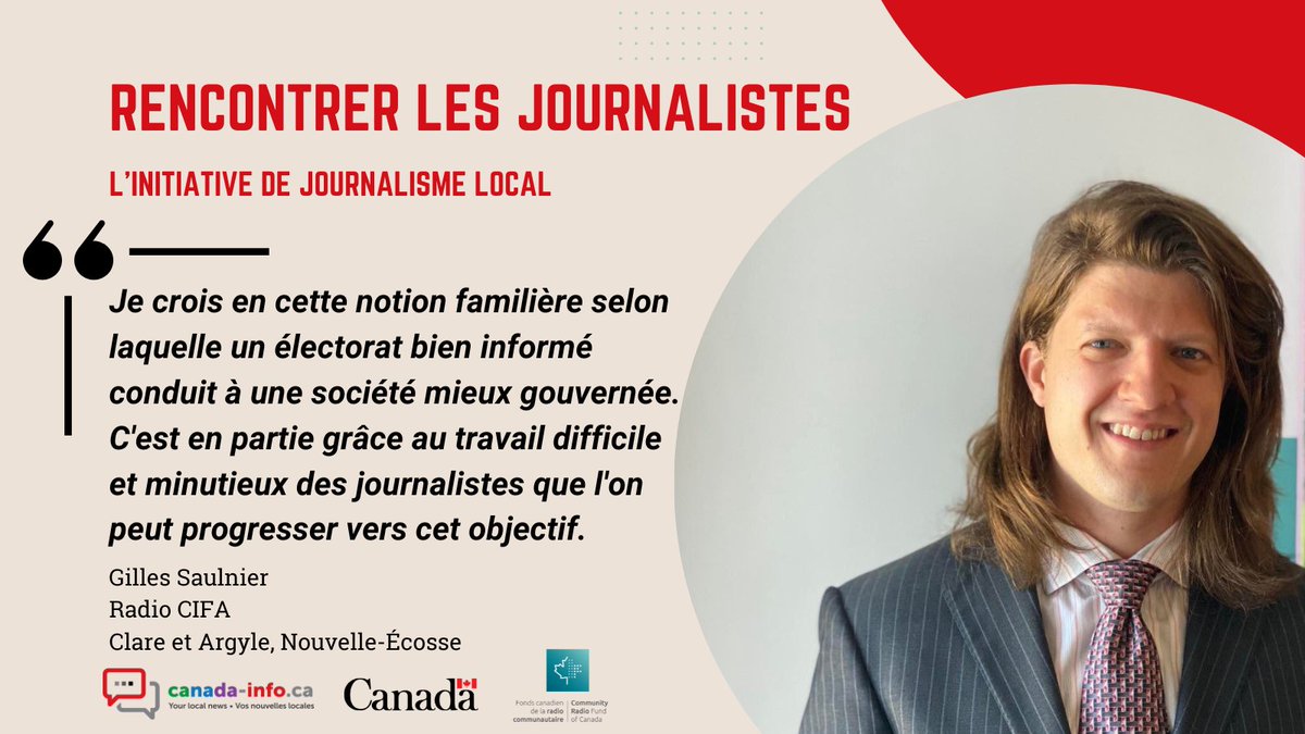 crfcfcrc's tweet photo. Rencontrez Gilles Saulnier, un des journalistes de @CanadaLJI en reportage pour @RadioCIFA, à  Clare et Argyle, Nouvelle-Écosse!

#journalisme #democratie 

@Patrimoinecdn @arcducanada @ARCQinfo @ncracanada @pablorodriguez https://t.co/RNOKHEUgmr