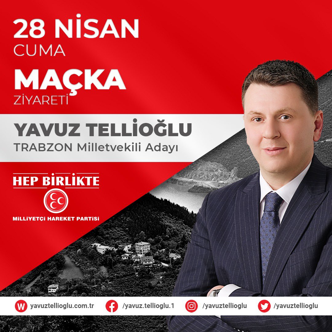 Milli Birlik ve Huzurlu Yarınlar için 
Çağrım Sana Maçka

28 Nisan Cuma ( yarın ) Saat 10:00’da İlçe Başkanlığımız’da buluşup, gün boyu Maçka’lı hemşehrilerimiz ile bir arada olacağız.
