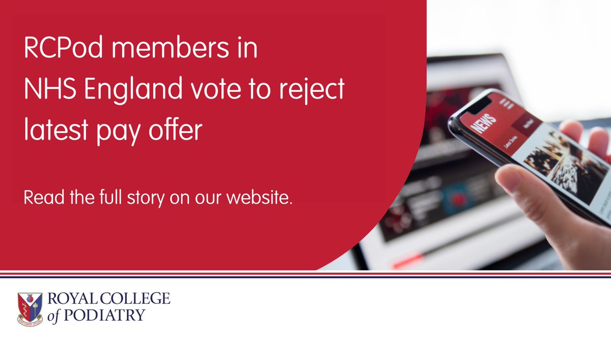 RoyColPod's tweet photo. RCPod members working in NHS England have voted to reject the latest pay offer. 
Read the full story at https://t.co/xes8uuv7By https://t.co/j2fc90vmlk