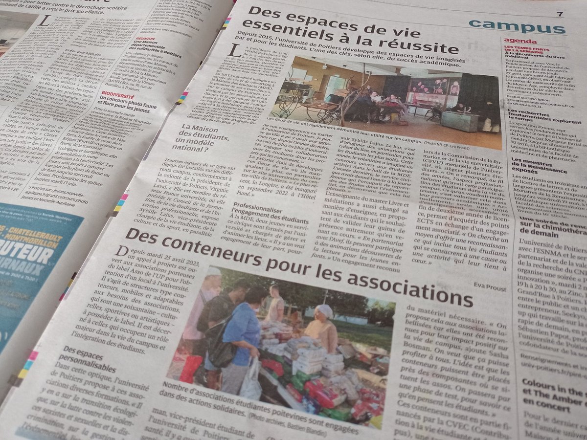 À <a href="/UnivPoitiers/">Université de Poitiers</a> nous déployons les lieux et les espaces qui participent pleinement à la vie étudiante et associative ! Une dimension essentielle de la vie de campus au service de la #RéussitePlurielle des étudiants et étudiantes !

➡️ shorturl.at/adfhL