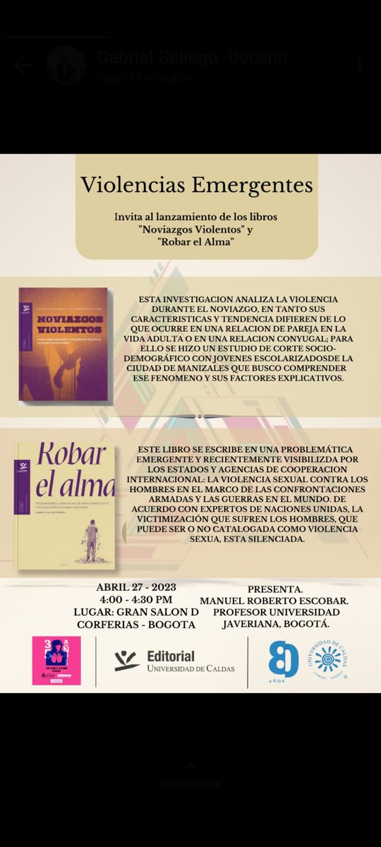 Editorial_UdeC's tweet photo. Te esperamos en la #Filbo2023 para el lanzamiento de nuestras novedades! 

@CorferiasBogota 
@udecaldas https://t.co/jCsJBA8fYE