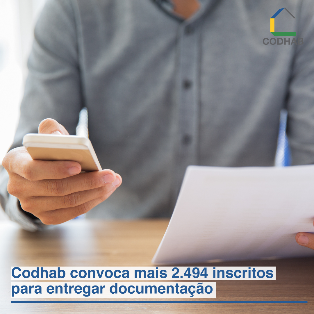 CodhabDF's tweet image. A Companhia de Desenvolvimento Habitacional do Distrito Federal (Codhab-DF) convoca nesta quinta-feira (27), mais 2.494 inscritos para enviarem documentos de comprovação. 

Para mais informações, acesse o portal de notícias da Codhab.

#codhabdf #GDF #documentação #morarbem