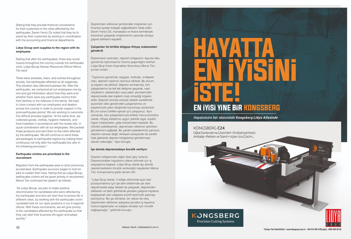 grup_lidya's tweet photo. #LidyaGroup in Press
#News: “Lidya Group Emergency Team is being organized. " Read the whole news from the attachments below…
#MatbaaTeknikMagazine
Interview with
Sevim Yenici Öz @oz_yenici  and Merve Tan
#lidyagrup #lidyagroupuk #news https://t.co/oicfM1GZ6M