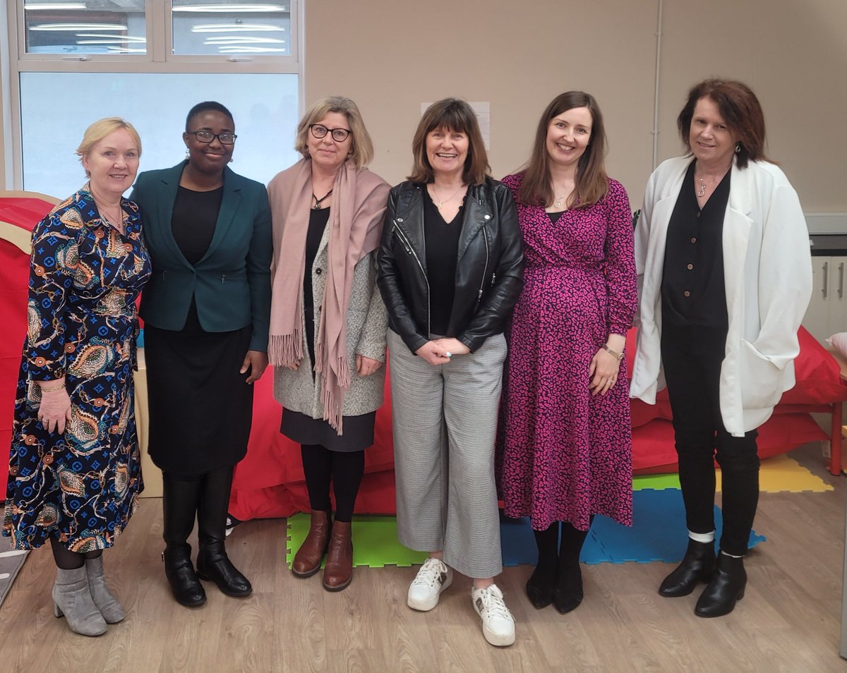 MaryMoloneyie's tweet photo. Delighted to welcome Dr Valeria Arva from ELTE TOK Budapest to @MICEducationFac today. Fantastic presentations from members of the BA ECEC team @Denraj @jsturley_pope @AlicjaMccloskey @MichelleLehane2 Florence Ajala. #ECEC #proudearlychildhoodteam https://t.co/nBFn1jRlp7