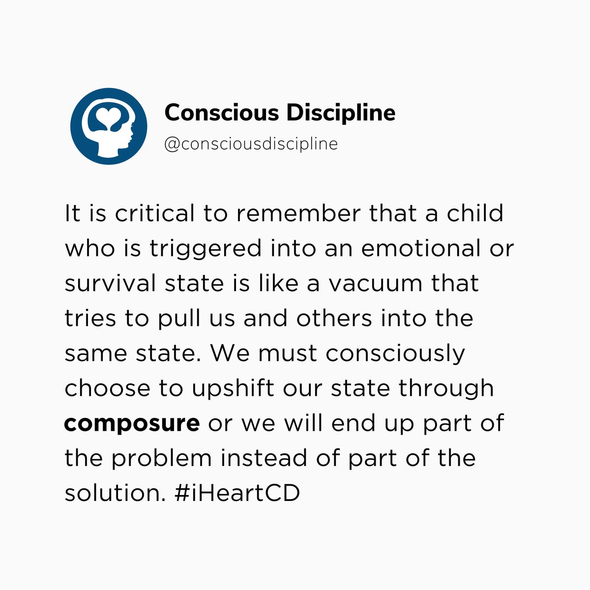 ConsciousD's tweet photo. 💙 Continue learning more about the Conscious Discipline Brain State Model and the Skill of Composure in this free webinar with Dr. Becky Bailey: https://t.co/zTvax0yXUm https://t.co/PgUQSfsnO0