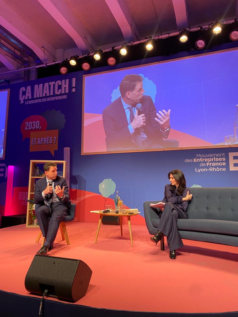 A Lyon pour l’événement « @Ca_match_ ! La rencontre des entrepreneurs », à l’invitation du @medeflyonrhone. « 2030, et après ? », vaste sujet ! L’occasion de parler réformes, climat social, partage de la valeur, souveraineté, situation économique nationale… #çamatch2023