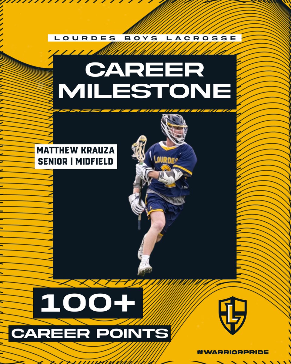 Congratulations to senior <a href="/KrauzaMatthew/">Matthew Krauza</a> on eclipsing 100 career points for his lacrosse career! Matt scored 6 goals and had 3 assists on the road last week to reach this milestone. #WarriorPride