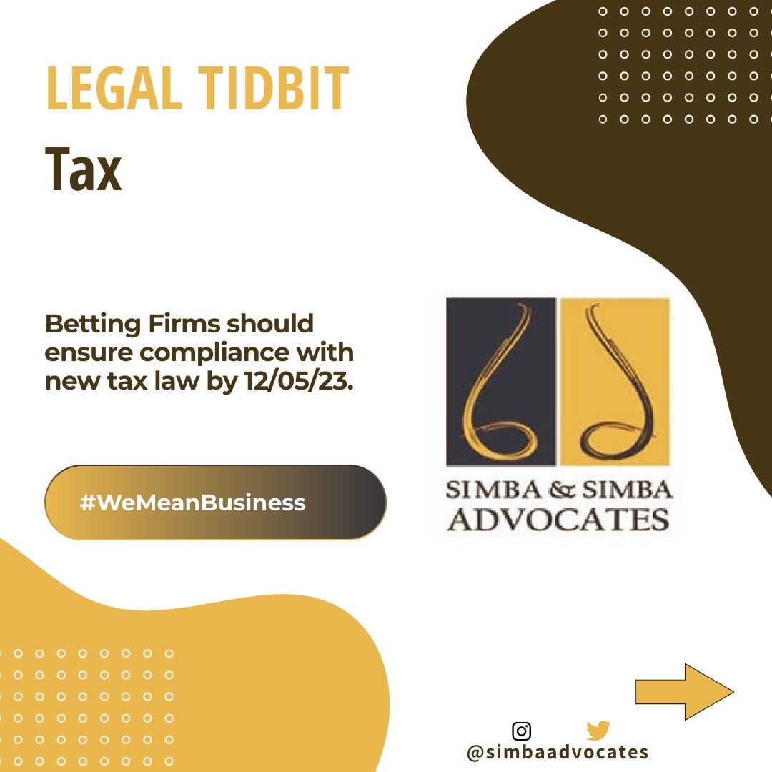 SimbaAdvocates's tweet photo. #TaxThursday

Real Time taxation of betting firms:

Recent tax developments affecting the betting industry have seen the Kenya Revenue Authority integrate its system to the platforms of betting firms to allow real time computation of taxes. https://t.co/X3TZvPB89G