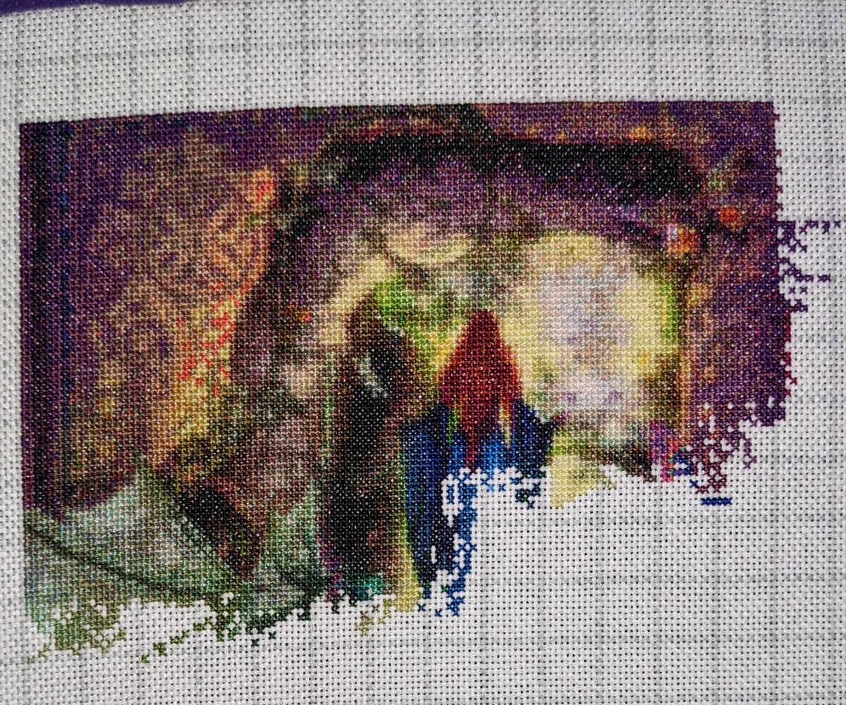 NoGenreLeftBhnd's tweet photo. Getting closer to the end of page 2 on #TheGrandLibrary from #HAED. Finally stitching the figure and seeing it come together provided a little extra motivation to get a few more stitches in. Just 80 or so pages to go.
#CrossStitch #Crafts #CrossStitching #CountedCrossStitch https://t.co/lDjt5GGKmZ