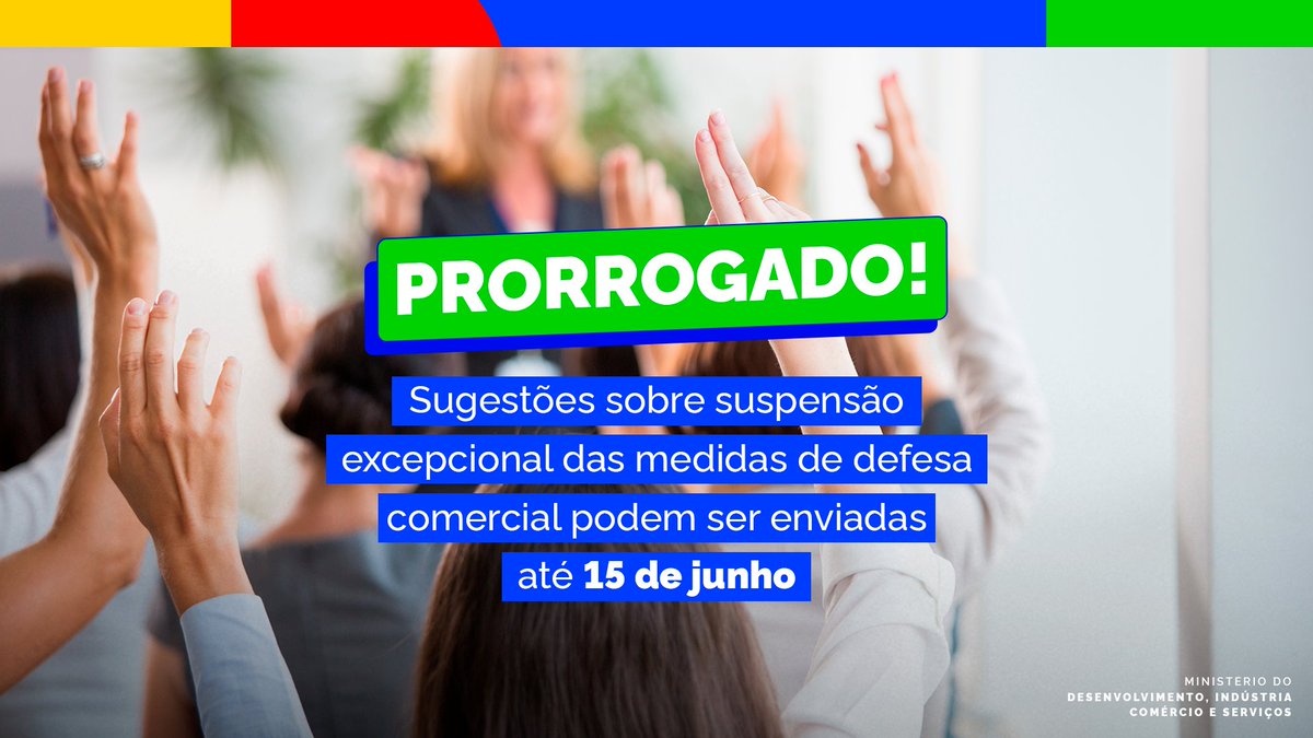 🚨 A Secretaria de Comércio Exterior (Secex) do #MDIC prorrogou por mais 30 dias a participação na consulta pública para atualização da regulamentação referente à suspensão excepcional das medidas de defesa comercial.

‌