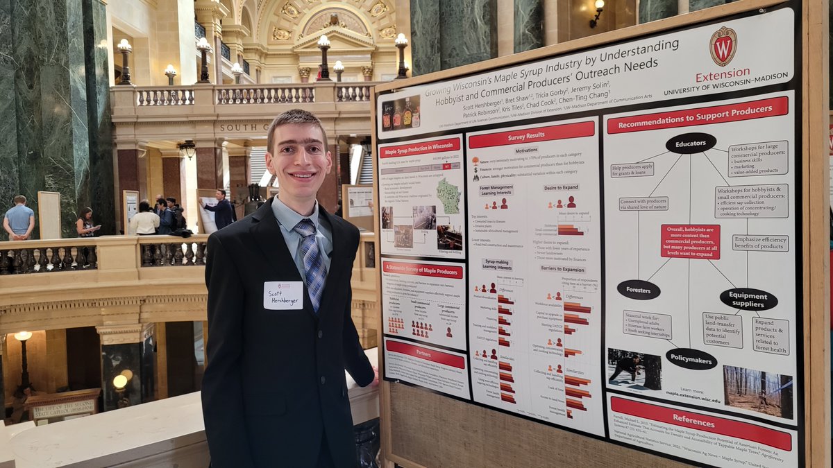Scott Hershberger (@scotthersh314) on Twitter photo Yesterday I presented a poster at the Wisconsin state Capitol about my part of the <a href="/UWMadisonExt/">UW–Madison Division of Extension</a> <a href="/UWMadisonExtNRI/">Division of Extension Natural Resources Institute</a> project to support Wisconsin #MapleSyrup producers, funded by <a href="/USDA_AMS/">USDA Ag Mktg Service</a>. Thanks to <a href="/BretShaw1/">Bret Shaw</a> for your mentorship and to <a href="/UW_LSC/">UW-Madison LSC</a> for your support! Yesterday I presented a poster at the Wisconsin state Capitol about my part of the <a href="/UWMadisonExt/">UW–Madison Division of Extension</a> <a href="/UWMadisonExtNRI/">Division of Extension Natural Resources Institute</a> project to support Wisconsin #MapleSyrup producers, funded by <a href="/USDA_AMS/">USDA Ag Mktg Service</a>. Thanks to <a href="/BretShaw1/">Bret Shaw</a> for your mentorship and to <a href="/UW_LSC/">UW-Madison LSC</a> for your support!