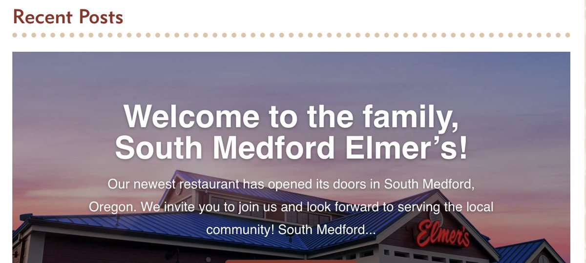 Welcome to the family, South Medford Elmer's! 📷
Our newest restaurant has opened its doors in South Medford, Oregon. We invite you to join us and look forward to serving the local community!

Elmer's near you: eatatelmers.com/locations/
