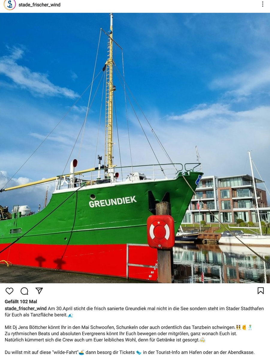 Hafencity_Watch's tweet photo. In einem lebendigen Stader Museum maritim in den Mai tanzen
#LandkreisStade #Partyschiff #Bootparty #Stadthafen #Greundiek https://t.co/uZBWuZ8mur