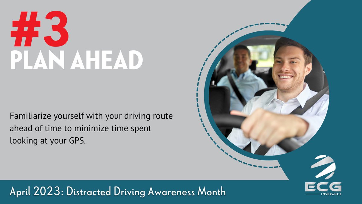 EcgInsurance's tweet image. Tip 3: Plan Ahead. Familiarize yourself with your driving route ahead of time to minimize time spent looking at your GPS.

#ECGInsurance #InsuranceMadeSimple #KansasInsurance #CarInsurance #DistractedDriving