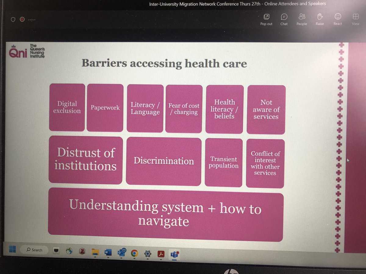 runalazzarino's tweet photo. …and here Kirit Sehmbi @QueensNursing illustrating the well known yet persistent barriers to healthcare @AngliaRuskin @UniofGreenwich @MiddlesexUni Inter-University Migration Network conference #UMigNet https://t.co/u7Njs3G1xL