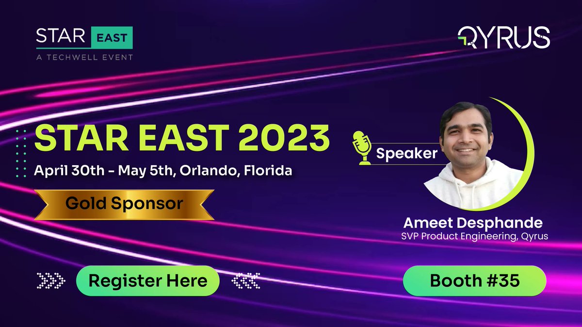 QyrusAI's tweet photo. STAREAST 2023 is right around the corner! So if you haven't already, pack your bags, call an Uber, and fly on down to Orlando, Florida from April 30th - May 5th to hang out with all of us here at Qyrus at booth #35! See you there! #stareast #developers #testing #thursdaymorning https://t.co/8vcxRNT8zE