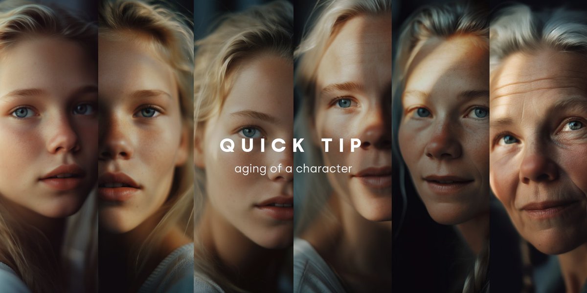 How to age a character?
A little 🧵 here 👇🏼

#aiphotography #synthography #midjourneyv5 #quicktips #AIart #AIcommunity