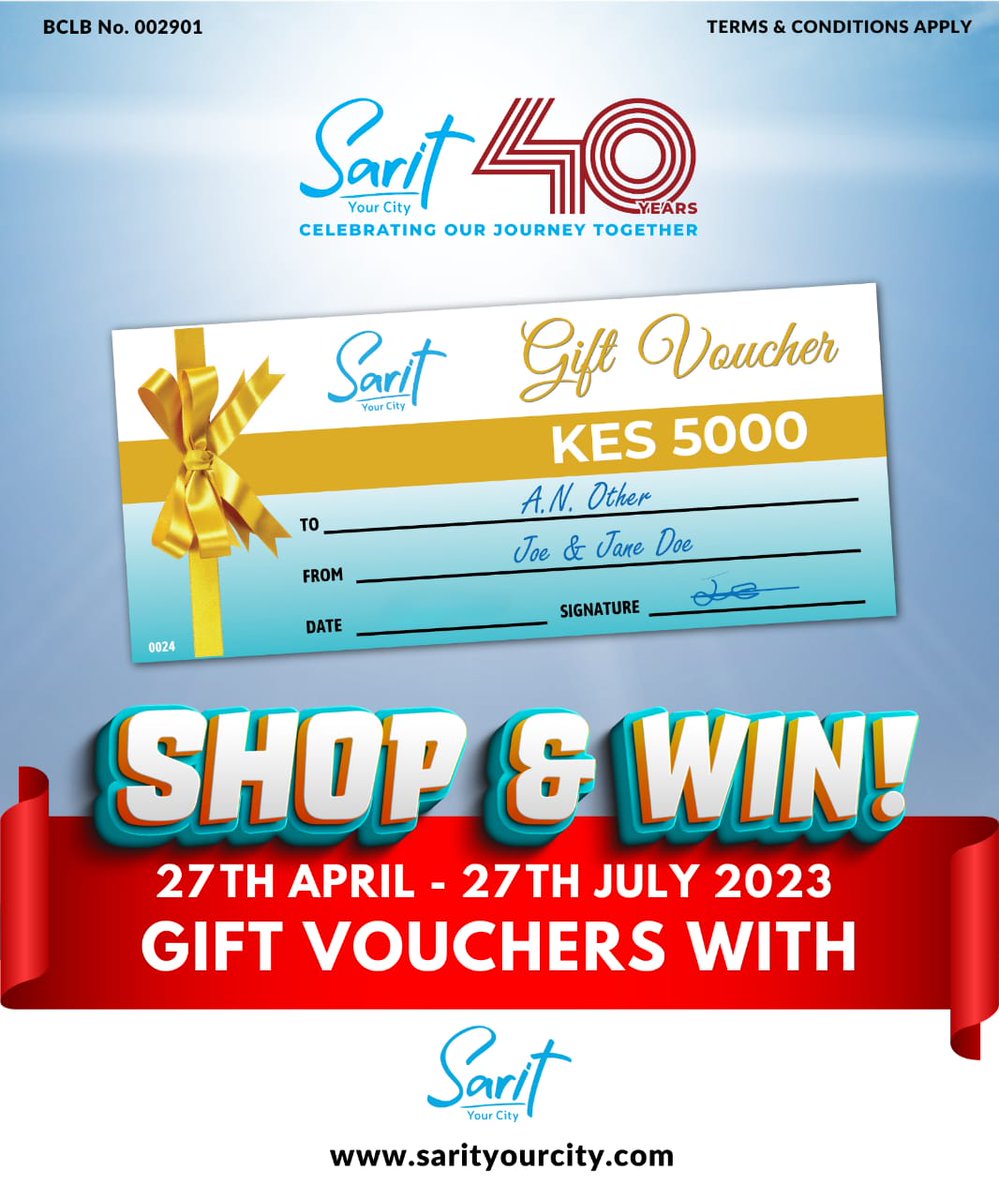 Lots of gifts to be won. Shop At Sarit And Win big between now and 27 July
#SaritAt40