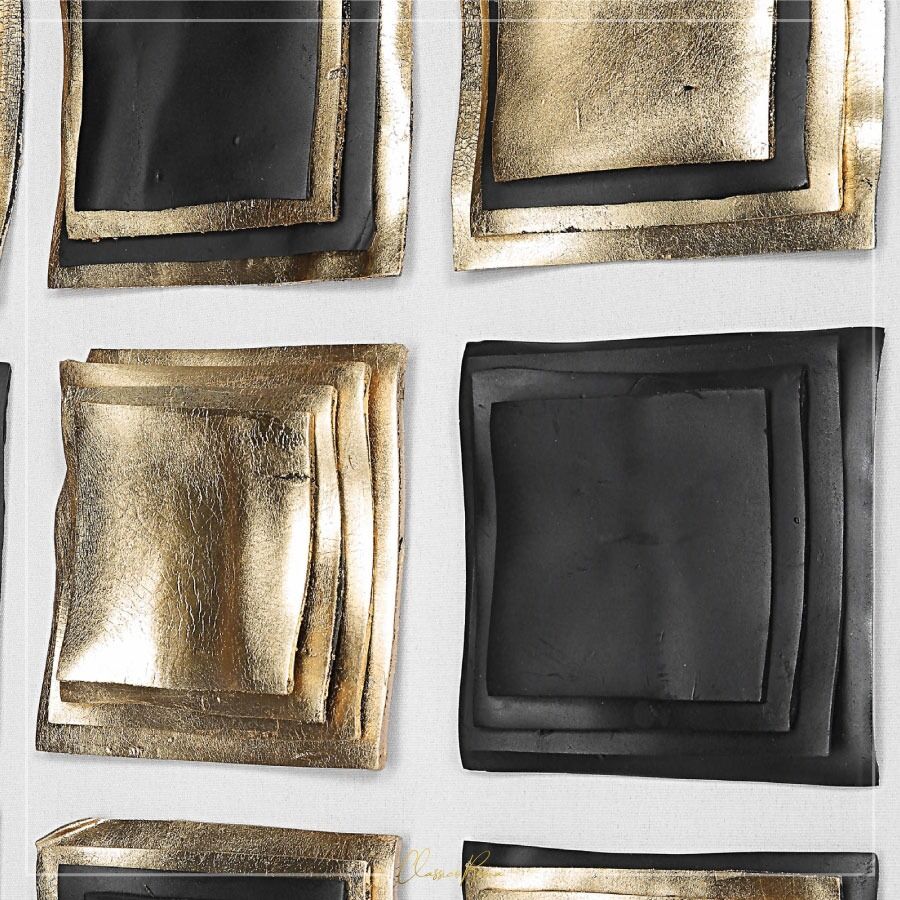 Make a statement with this modern yet timeless wall art. ✨ 

Handmade clay squares stacked in varying layers of gold leaf and satin black create a stunning display. 

#shadowbox #wallart #homedecor #modernart #handmade #interiordesign #homedesign #goldleaf #satinblack