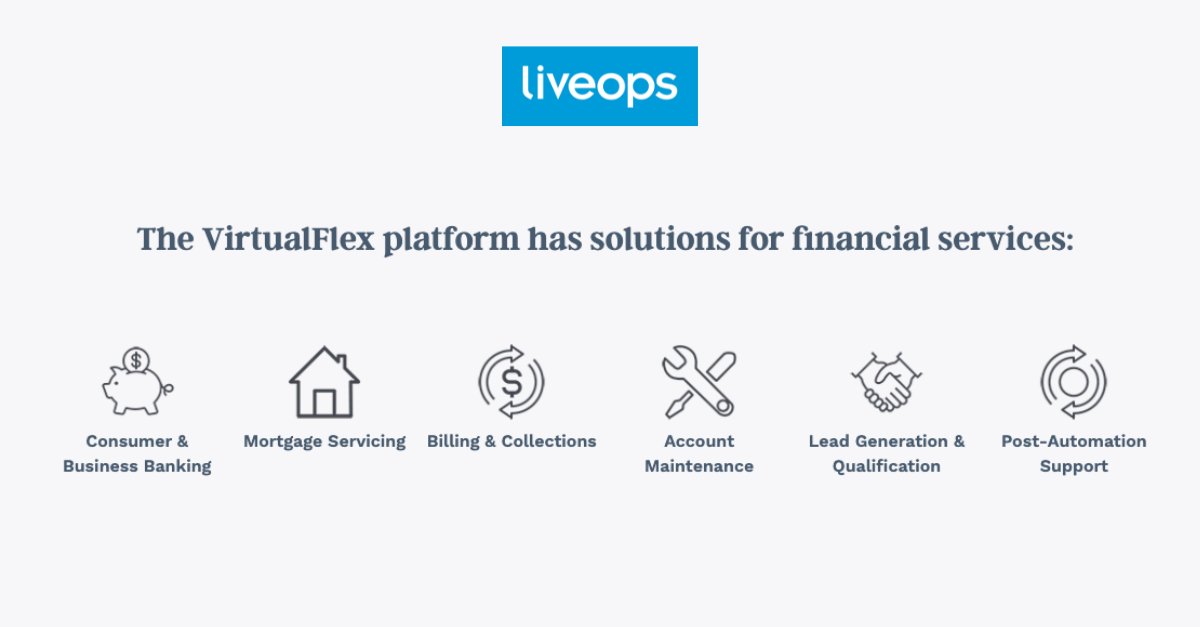 Liveops's tweet photo. Liveops is a Trusted Advisor, partnering with Financial Services and FinTech enterprises to deliver better CX outcomes. #BusinessContinuity #VirtualContactCenter https://t.co/mGh0pxFc4z https://t.co/SGOxtMHICK
