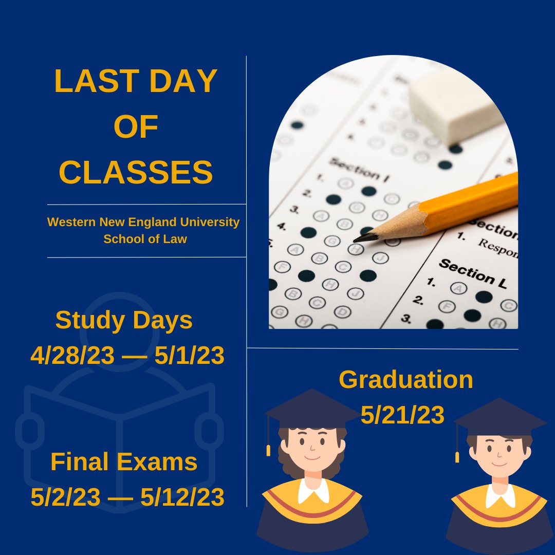 Happy Last Day of Classes! WNE Law wishes everybody well on their final exams, and congratulations to all 3Ls on finishing their final semester of law school.  Don't forget to take advantage of the Nourishment Nook in the Library, where you can de-stress in several ways.