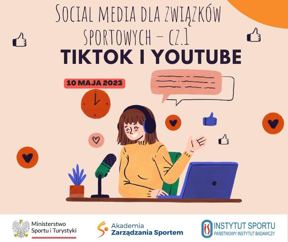 AkademiaZS's tweet photo. 🟠 Rozpoczynamy zapisy na kolejne szkolenie stacjonarne w ramach #akademiazs2023

Temat ➡ Social media dla związków sportowych–(TikTok i YouTube).
Kiedy? Już 🔟maja!
Informacje o prelegentach i szczegóły pojawią się niebawem!
#akademiazarzadzaniasportem 

@SPORT_GOV_PL https://t.co/aFuVZHEe28
