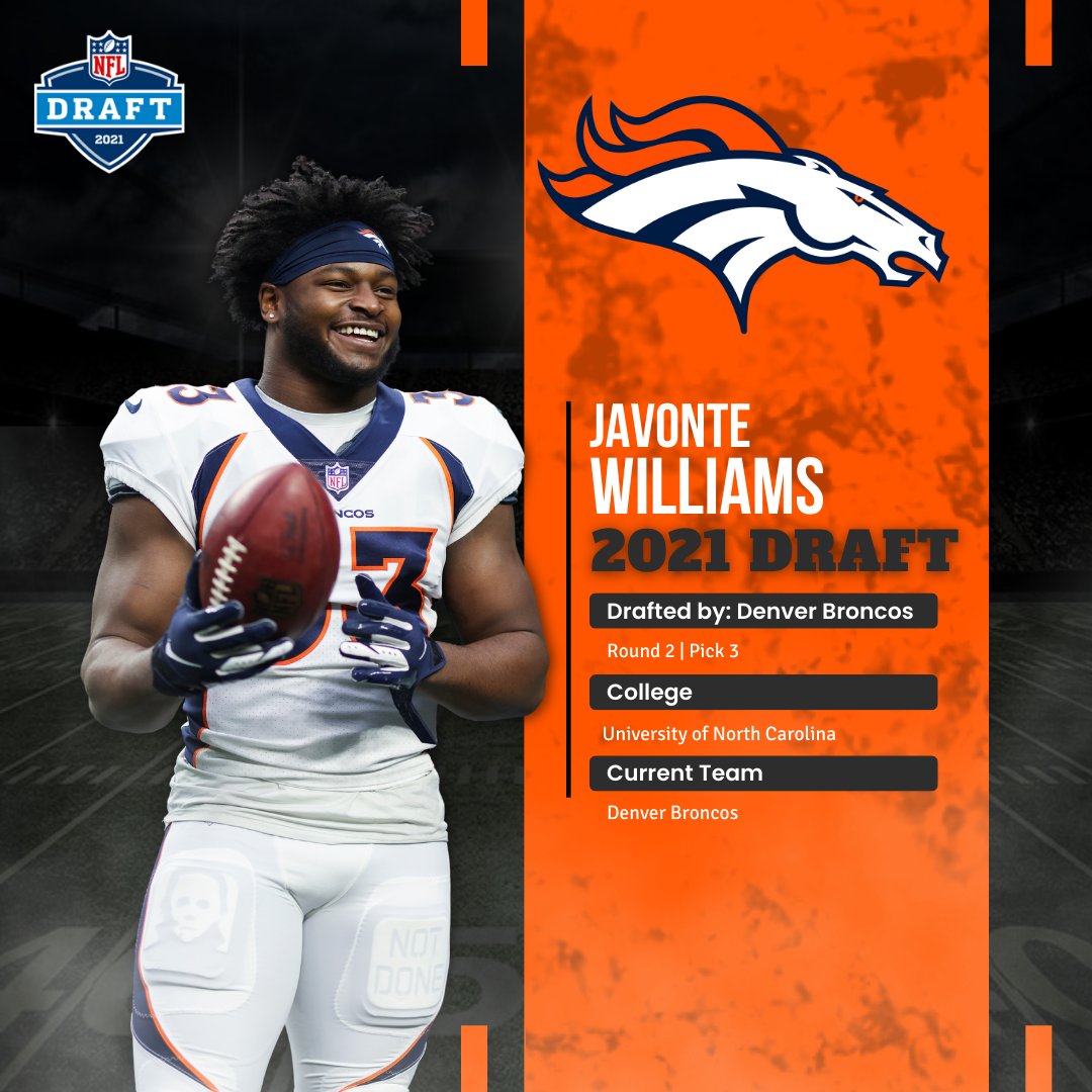 #tbt to the 2021 Draft when <a href="/javontewill33/">Javonte Williams</a> was drafted out of  the UNC to play for the <a href="/Broncos/">Denver Broncos</a>. #BroncosCountry #NFLDraft #JavonteWilliams
