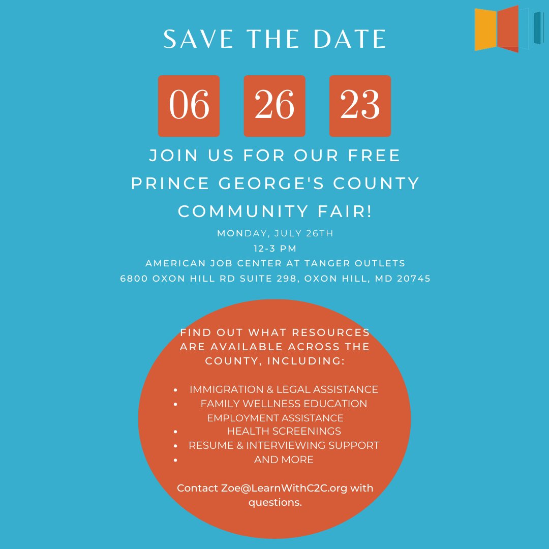 SAVE THE DATE! Join us on June 26th for another Community Fair - this time with essential resources from across Prince George's County 🗓️