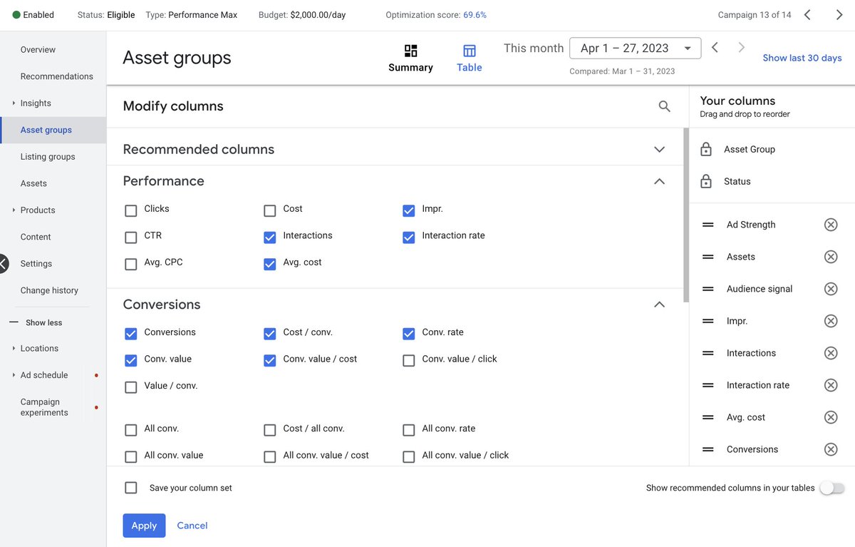 MenachemAni's tweet photo. Performance Max Asset Group Reporting is rolling out! We're seeing this in some of our accounts! 💥

Super excited about this! 

#PerformanceMax #GoogleAds #PPCChat 

https://t.co/OIJ7LSQujx