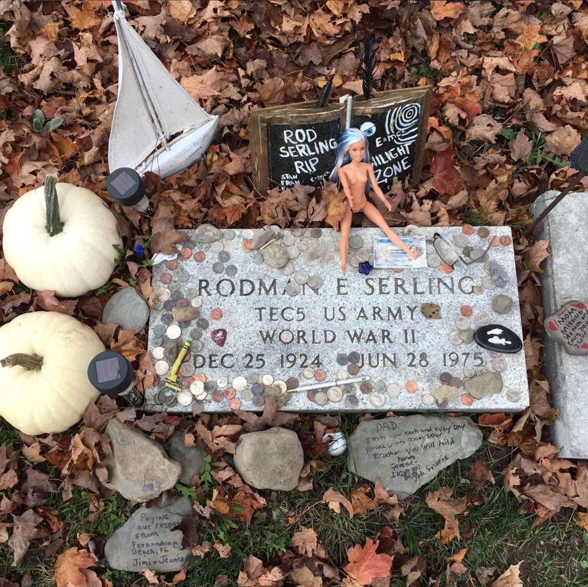 If it wasn’t for the little gifts, it would just be one of thousands of tiny headstones in a quiet cemetery off of a little country road. We are fireflys; this guys light was a bright one. #rodserling #twilightzone