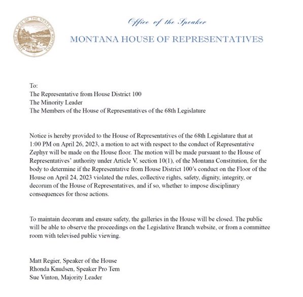 As a former member of the Montana Legislature, I am embarrassed and ashamed at the actions of the @mtgop. The actions taken against Rep. Zephyr were based on fear, ignorance and bigotry; not decorum. Disgusting.