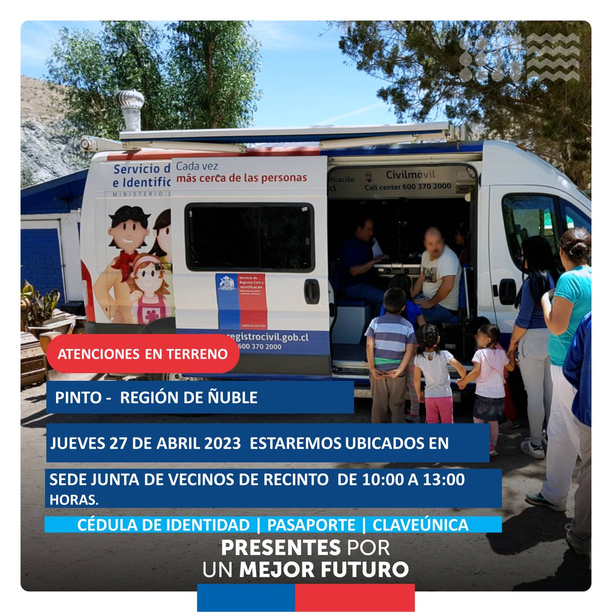 RegCivil_Nuble's tweet image. 👉 Atención📷 a toda la comunidad de Pinto, hoy  nos encontramos con nuestro equipo de Atención en  Terreno, participando de Plaza de Justicia en la localidad de #Recinto.
Los esperamos📷
Ubicación: Sede Junta de Vecinos de Recinto.
Horario: 10 a 14 hrs ‼️