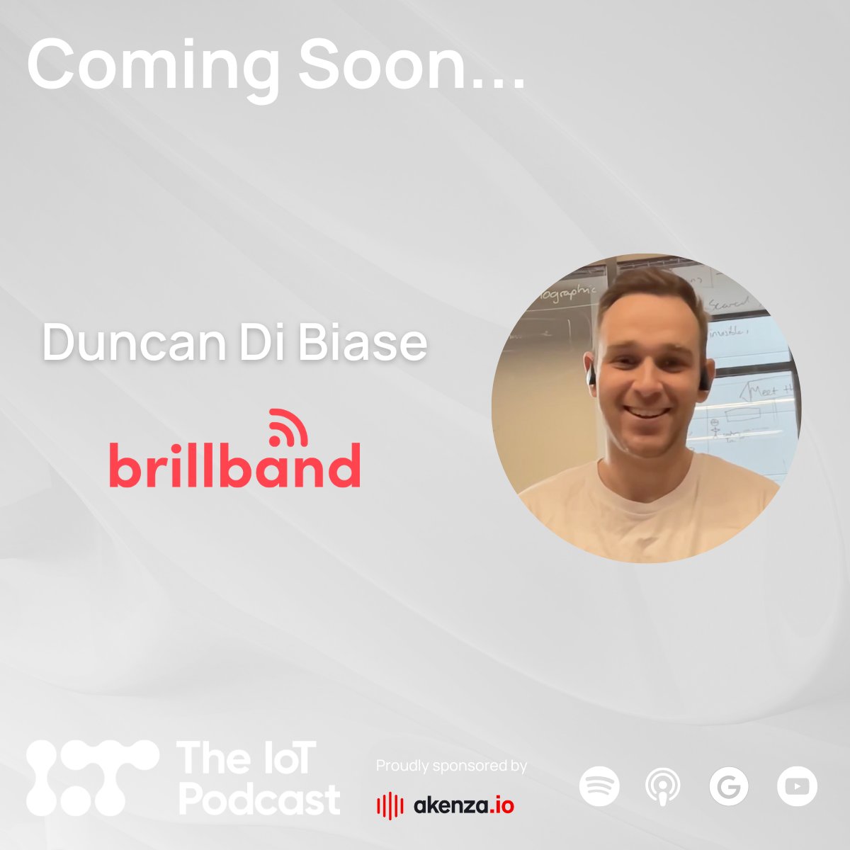 Coming Tuesday 2nd May...🚀

Duncan Di Biase - Founder &amp; CEO at <a href="/brillbandapp/">brillband</a>  joins host Brad to discuss all things #broadband in the context of #IoT #devices, and how Brillband is changing the game in a traditionally monopolised #industry