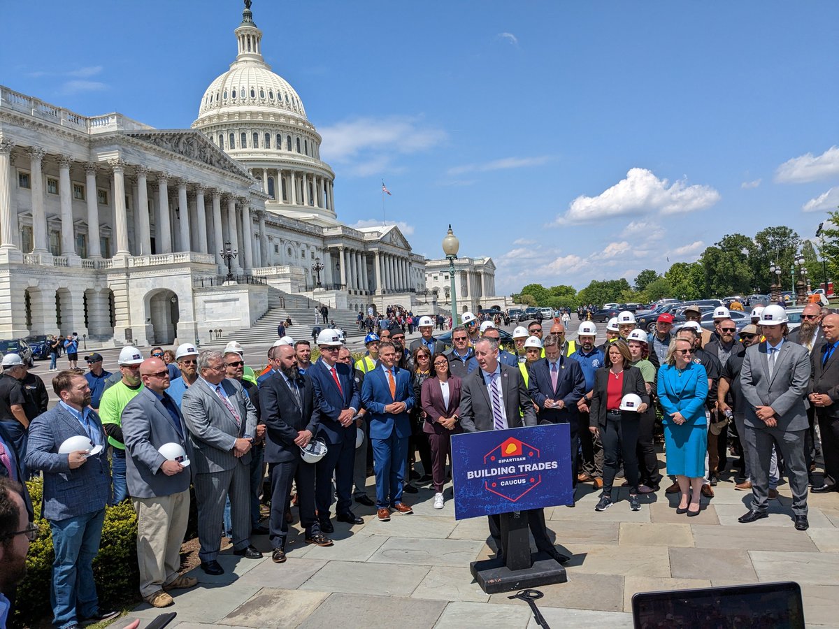 Teamsters's tweet photo. This week, #Teamsters were honored to join lawmakers in DC for the launch of the Bipartisan Building Trades Caucus, led by @RepBrianFitz &amp; @DonaldNorcross.

The caucus will work to expand apprenticeship &amp; job training programs while protecting workers in the building trades. #1u https://t.co/rVhL1y8blu